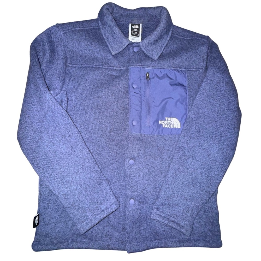 The North Face Grls Shacket L 12 Blue Fleece Snap Shirt Jacket Gorp‎